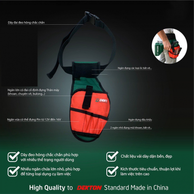 Túi đeo hông đựng máy khoan Dekton
